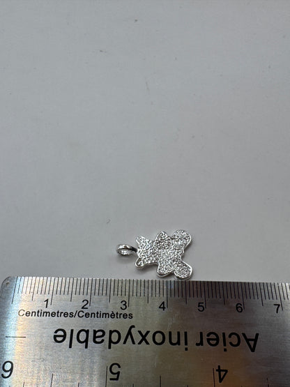 Sterling Silver Rhodium-Plated Teddy Bear Pendant – Like New Condition