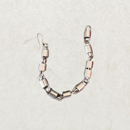 Vintage Modernist Cylinder Link Bracelet – Sterling Silver 925, 18.7g, 7.5”
