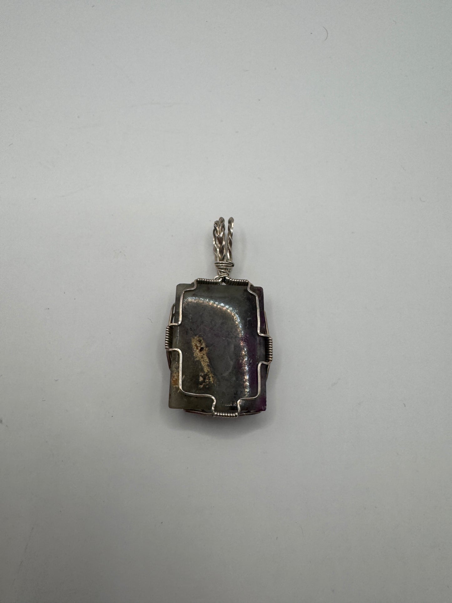 Vintage Ruby Nugget Pendant in Sterling Silver Wire Wrap