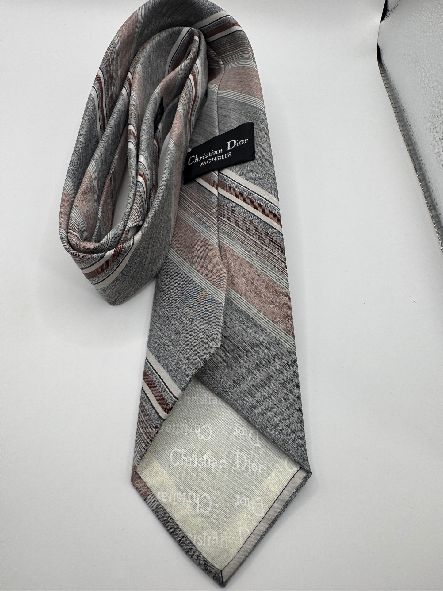 Vintage Christian Dior Striped Tie – 56” x 3” (Polyester)