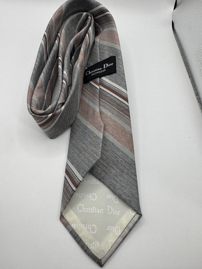 Vintage Christian Dior Striped Tie – 56” x 3” (Polyester)