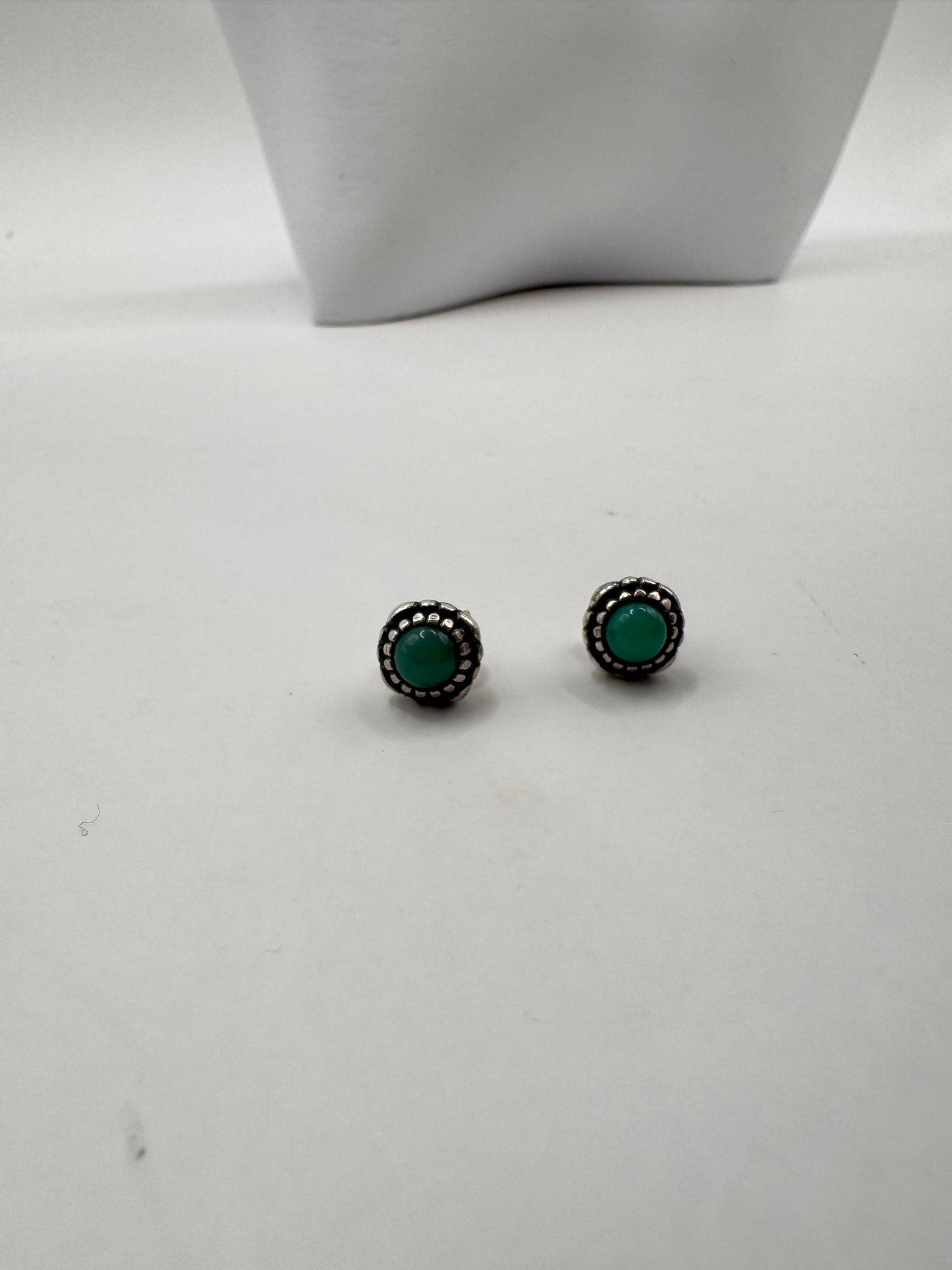 Pandora Sterling Silver Bloom Stud Earrings with Chrysoprase
