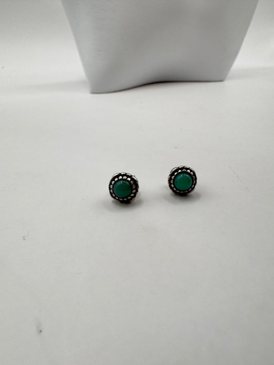 Pandora Sterling Silver Bloom Stud Earrings with Chrysoprase