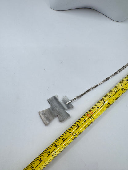 Vintage Sterling Silver 925 Stone Cross Pendant Necklace – Excellent Condition