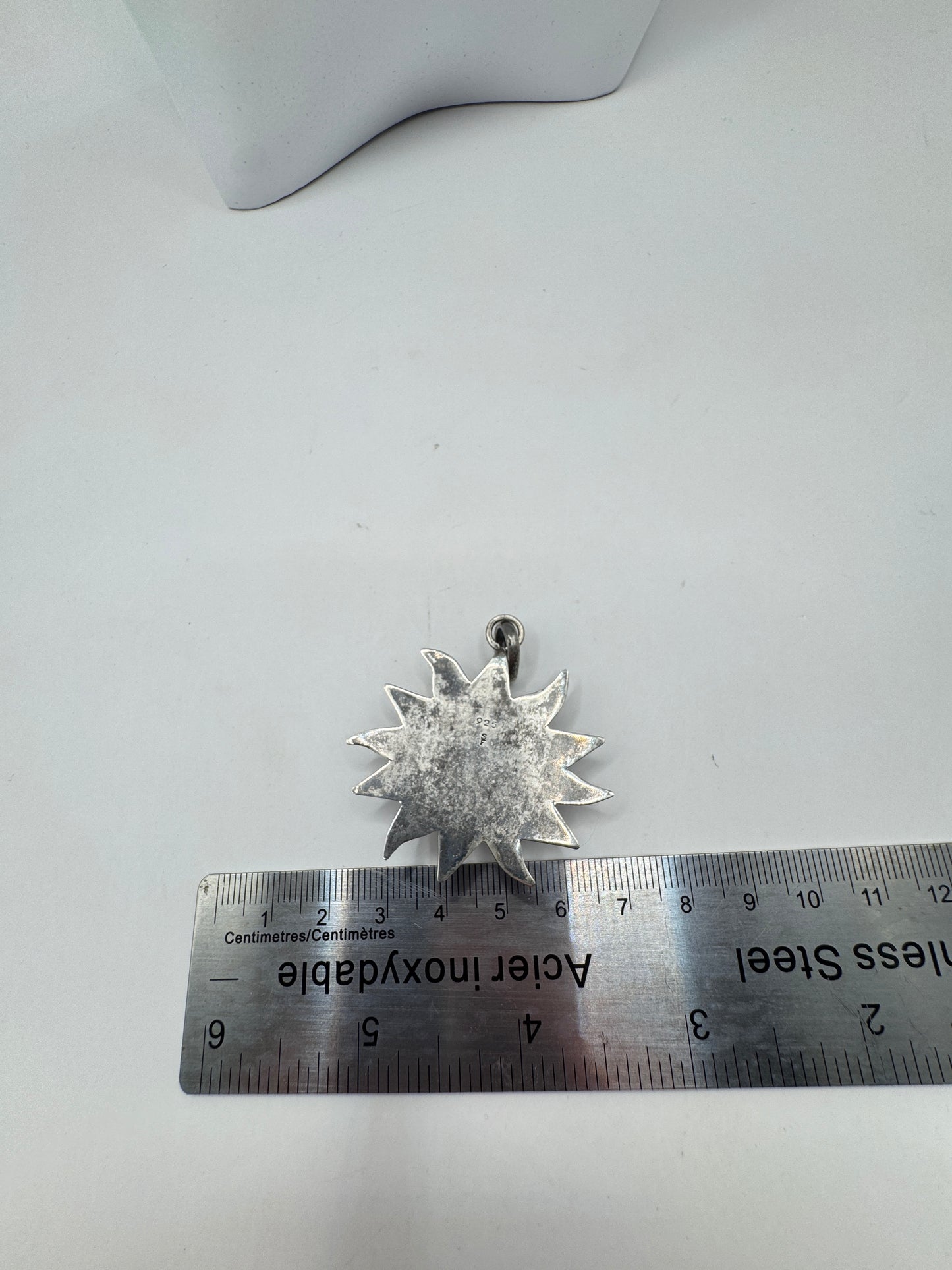 Vintage Sterling Silver Large Sunburst Pendant – Excellent Condition