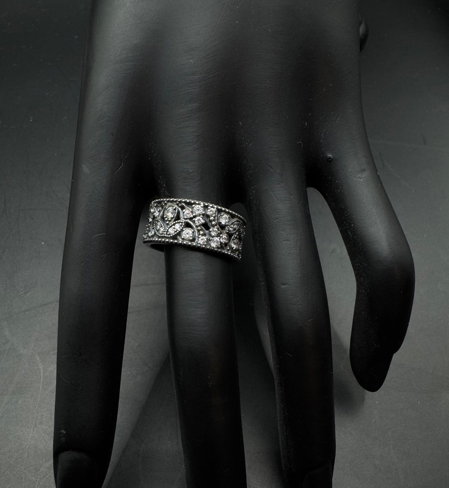 Pandora 925 Sterling Silver CZ Band Ring - Size 7.5