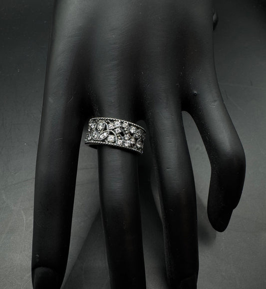 Pandora 925 Sterling Silver CZ Band Ring - Size 7.5