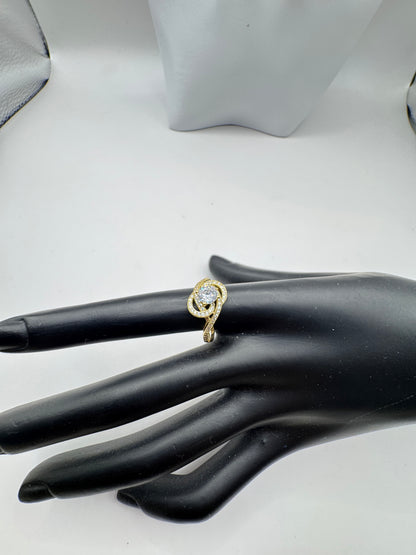 Beautiful Vintage Sterling Silver 925 Gold-Plated Ring – Size 7, Excellent Condition
