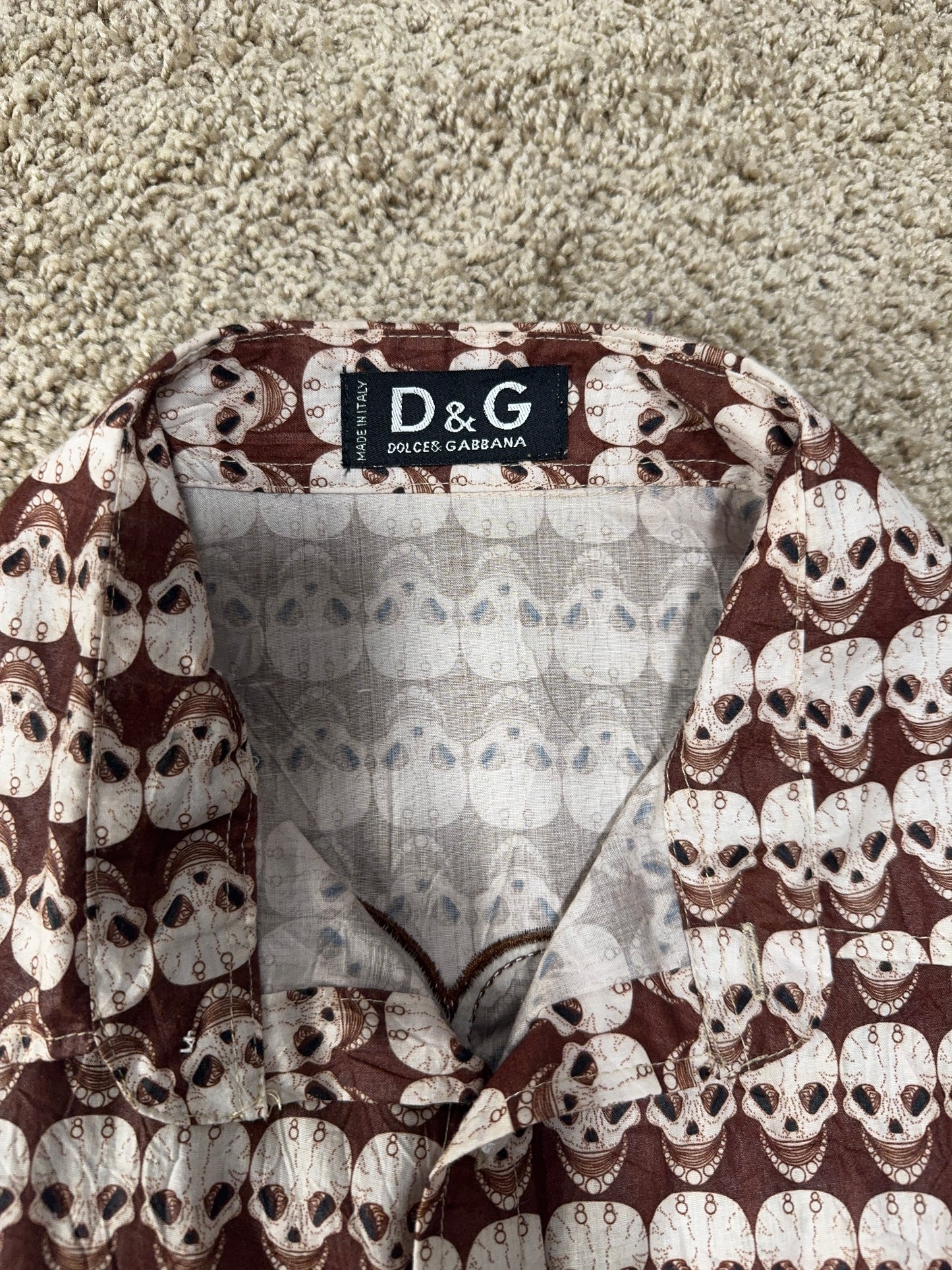 Rare Vintage D&G (Dolce & Gabbana) Men’s Shirt – Skull Print, Size M-L