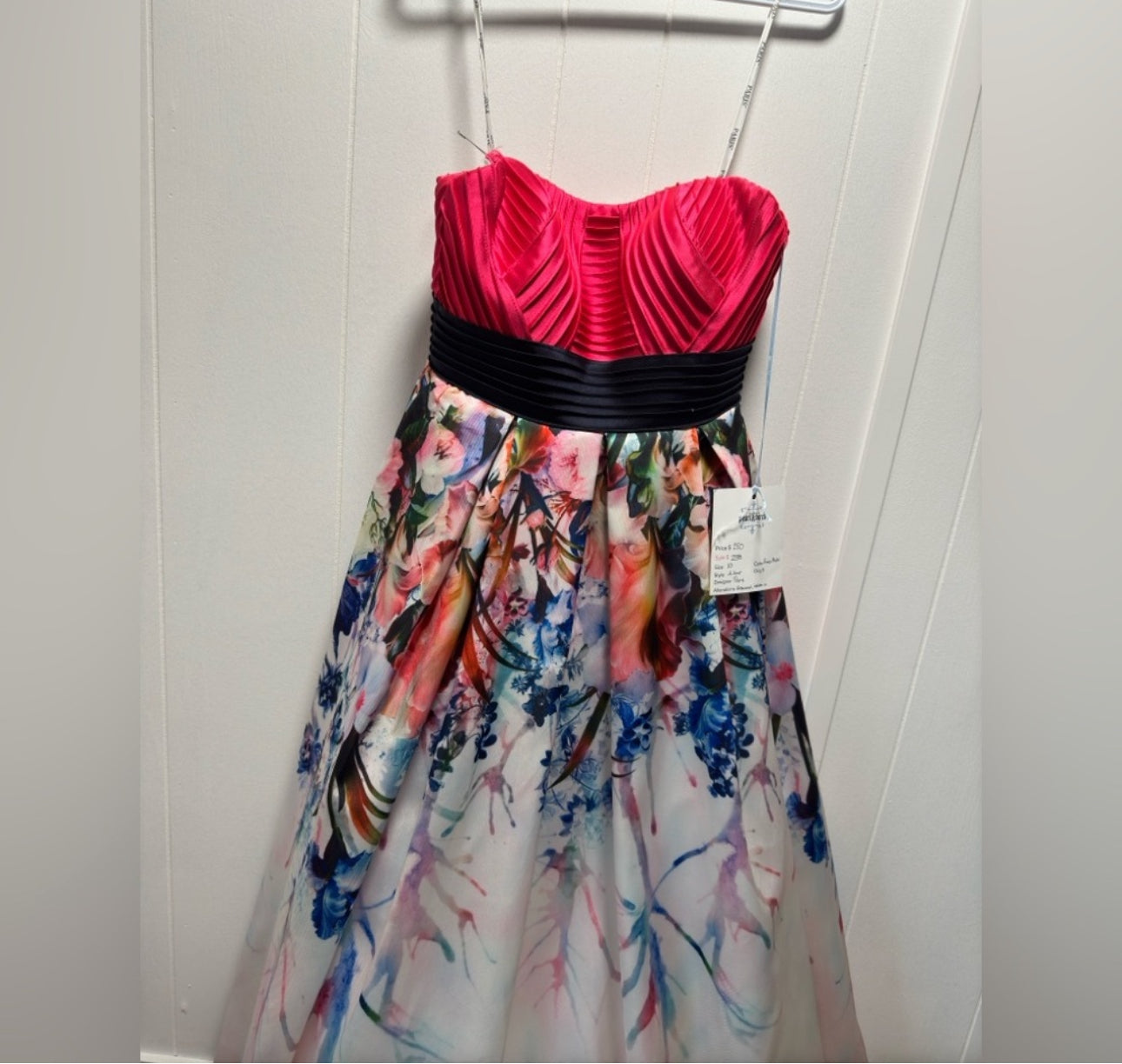 Paris Mon Cheri Pink Floral Strapless Gown – Size 14 Prom, Bridesmaid & Formal Dress