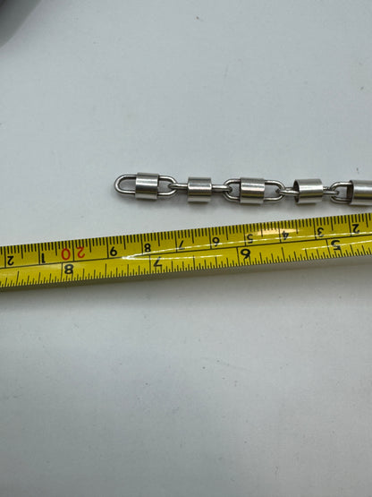Vintage Modernist Cylinder Link Bracelet – Sterling Silver 925, 18.7g, 7.5”