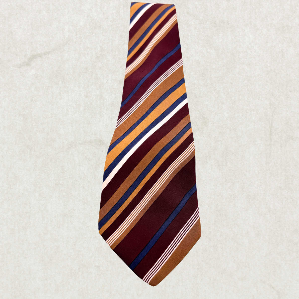 Vintage Yves Saint Laurent 100% Silk Tie – Burgundy & Gold Striped, 55” x 3.5”