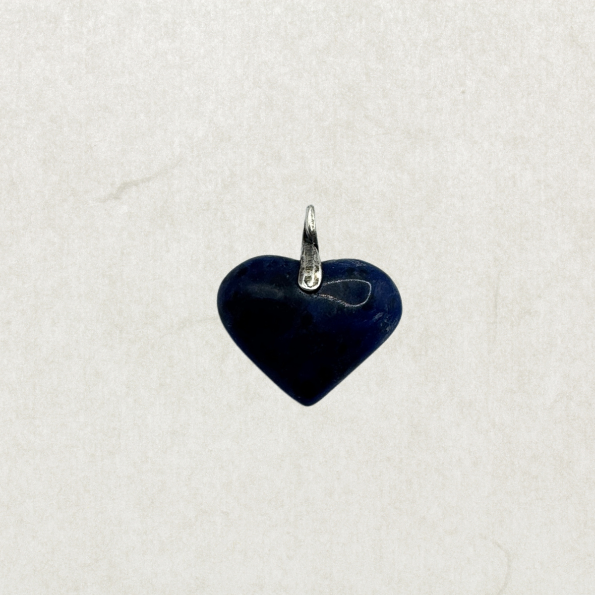 Vintage Sterling Silver Blue Sodalite Heart Pendant – Minimalist Stone Charm