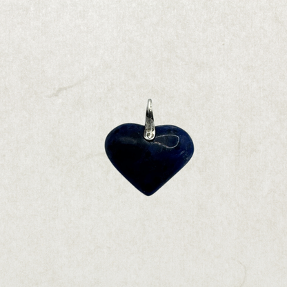 Vintage Sterling Silver Blue Sodalite Heart Pendant – Minimalist Stone Charm