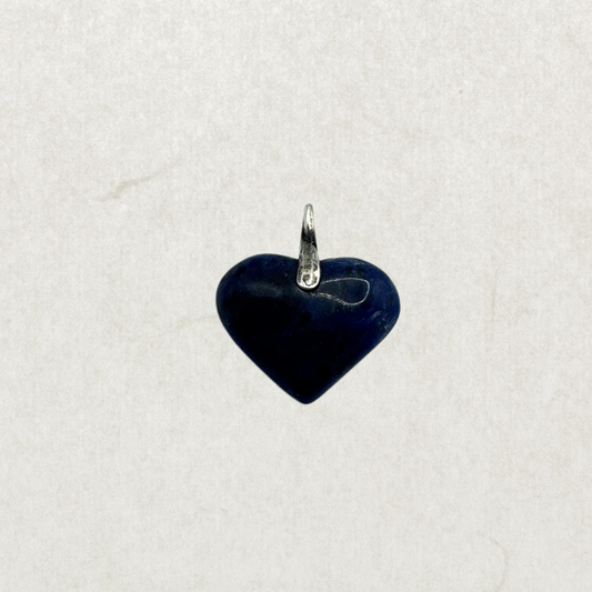Vintage Sterling Silver Blue Sodalite Heart Pendant – Minimalist Stone Charm