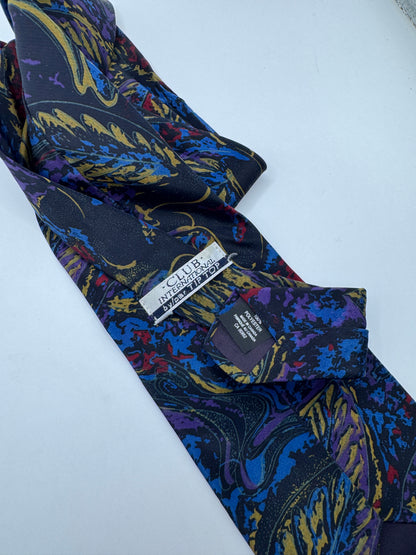 Vintage Club International Tie – 100% Polyester, Abstract Leaf Print