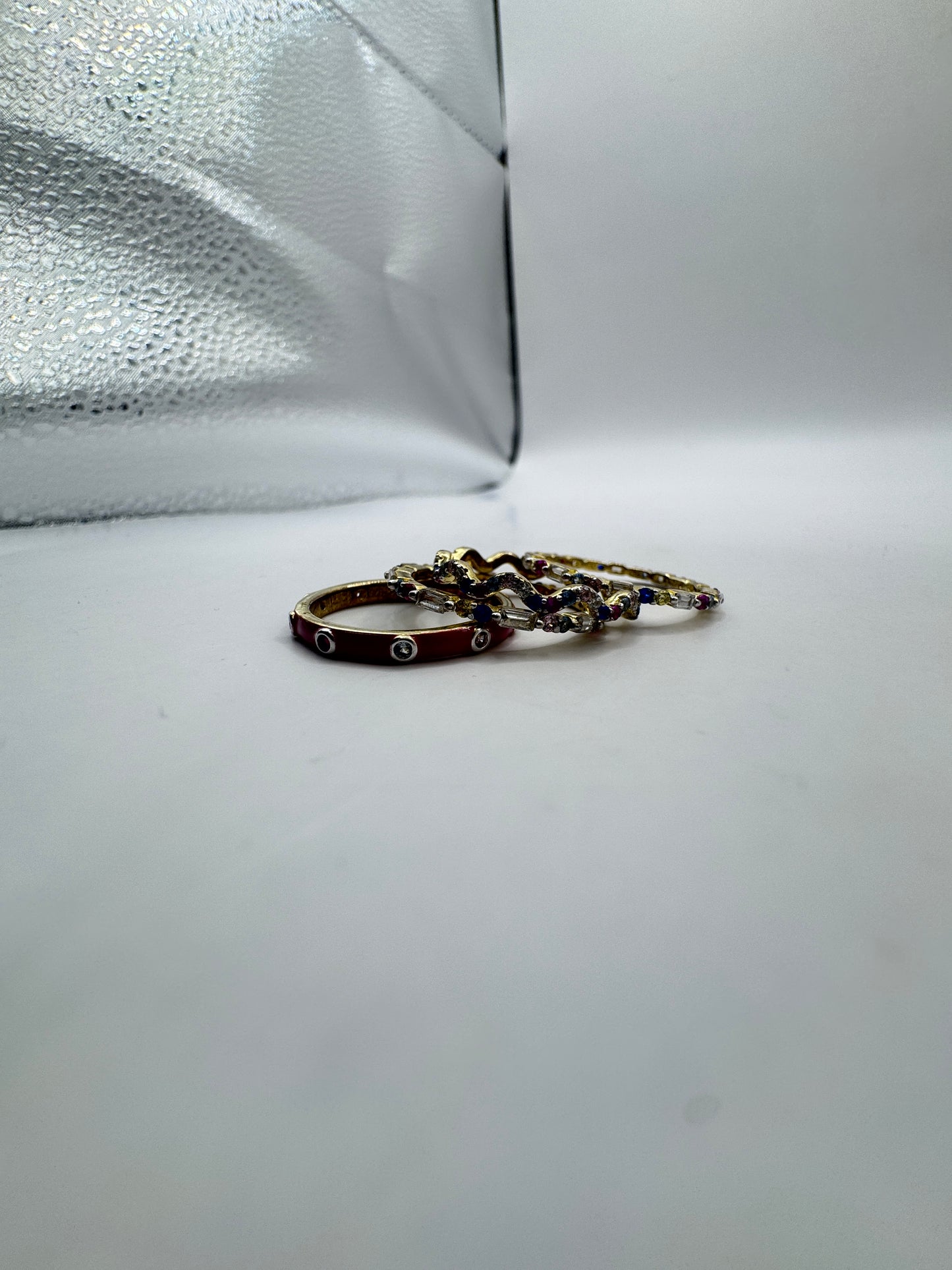 Set of 4 Sterling Silver Stacking Rings – Size 7, Excellent Condition