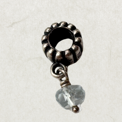 Authentic Pandora ALE 925 Sterling Silver Dangle Charm with Faceted Blue Gem