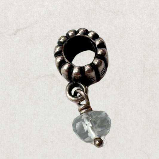 Authentic Pandora ALE 925 Sterling Silver Dangle Charm with Faceted Blue Gem