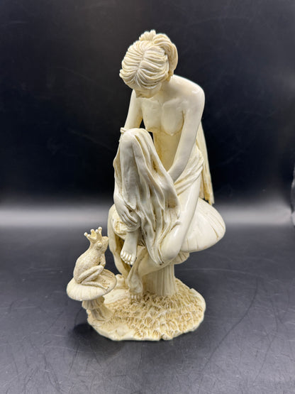 Vintage O. Tupton Fairy with Frog Figurine – Resin Sculpture 9” Fantasy Collectible