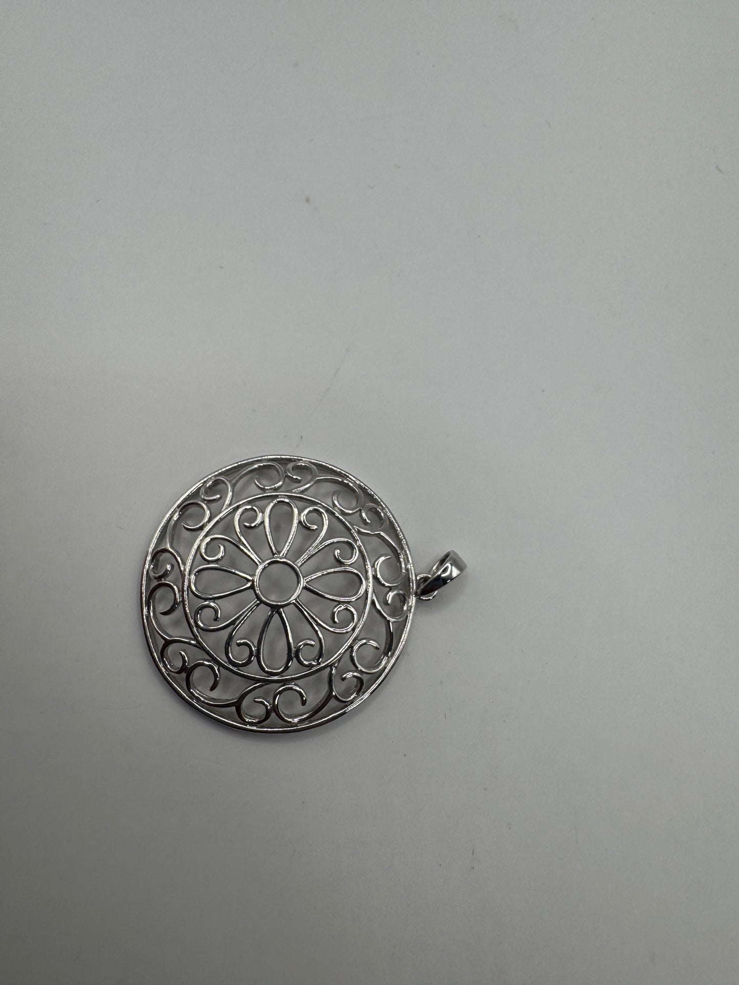 Large Vintage 925 Sterling Silver Filigree Pendant