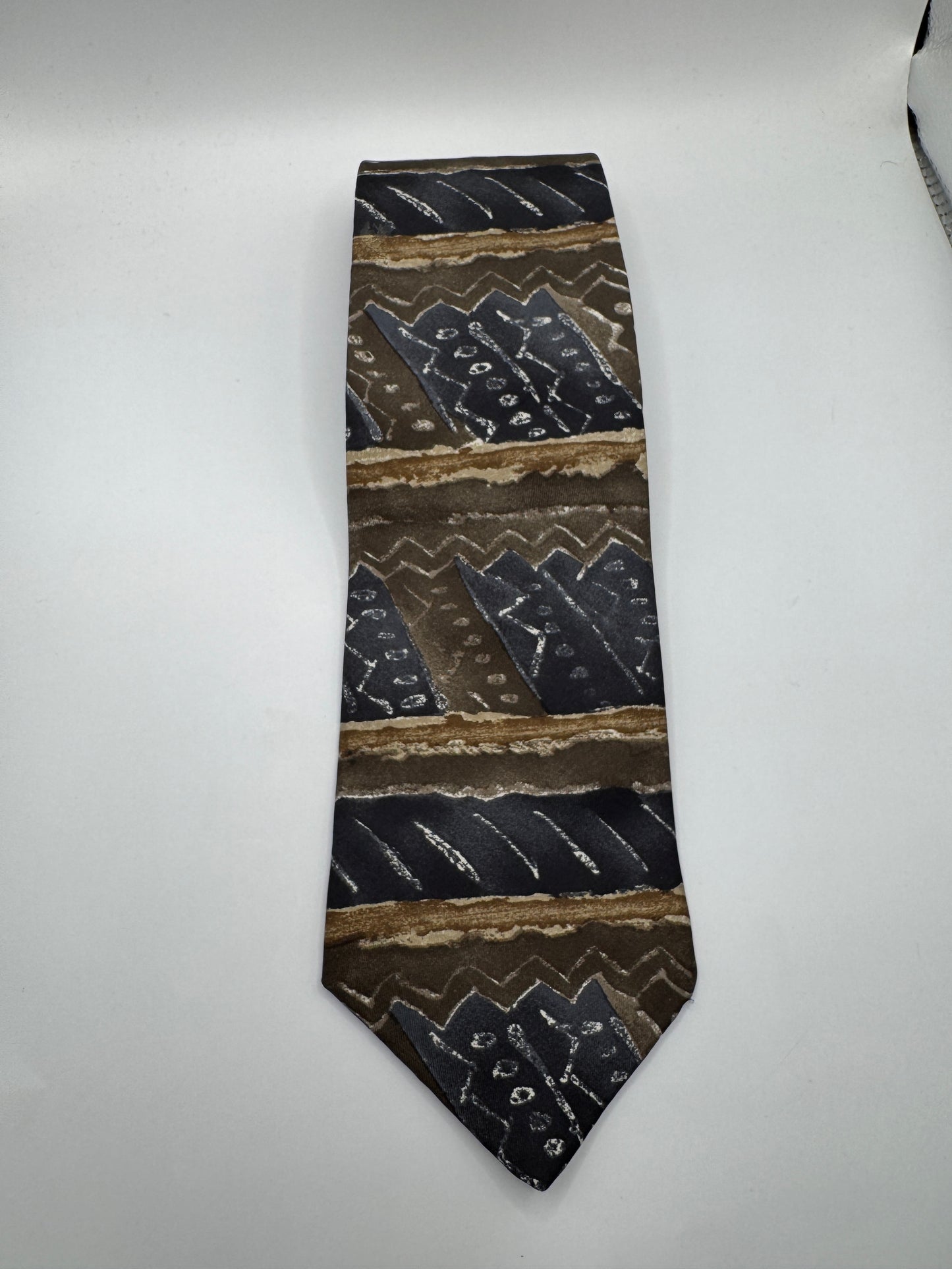 Vintage Cristafaro Silk Tie – 100% Silk, Earth Tone Abstract Pattern
