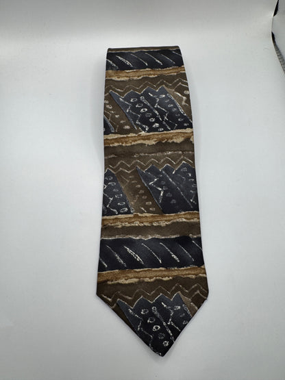 Vintage Cristafaro Silk Tie – 100% Silk, Earth Tone Abstract Pattern