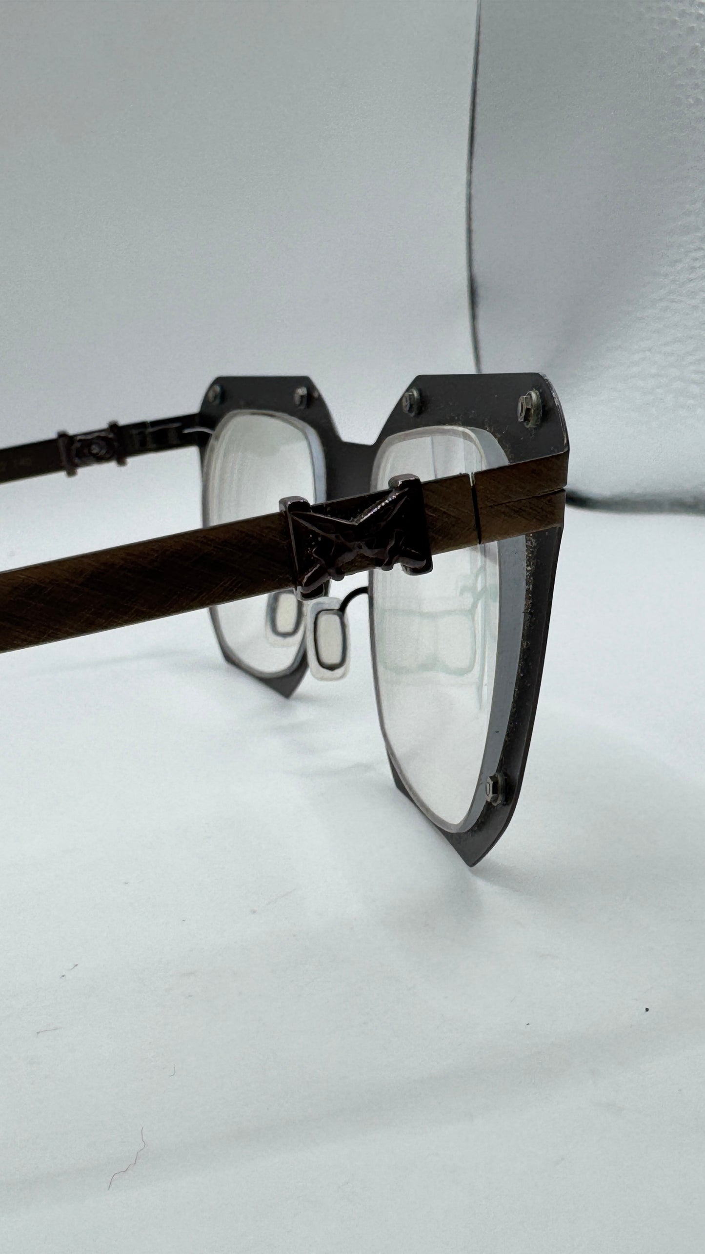 Rare Pugnale Signorino Cross Frosted Nickel Eyeglass Frame 2019 Handmade in Italy Titanium & Acetate 50□22