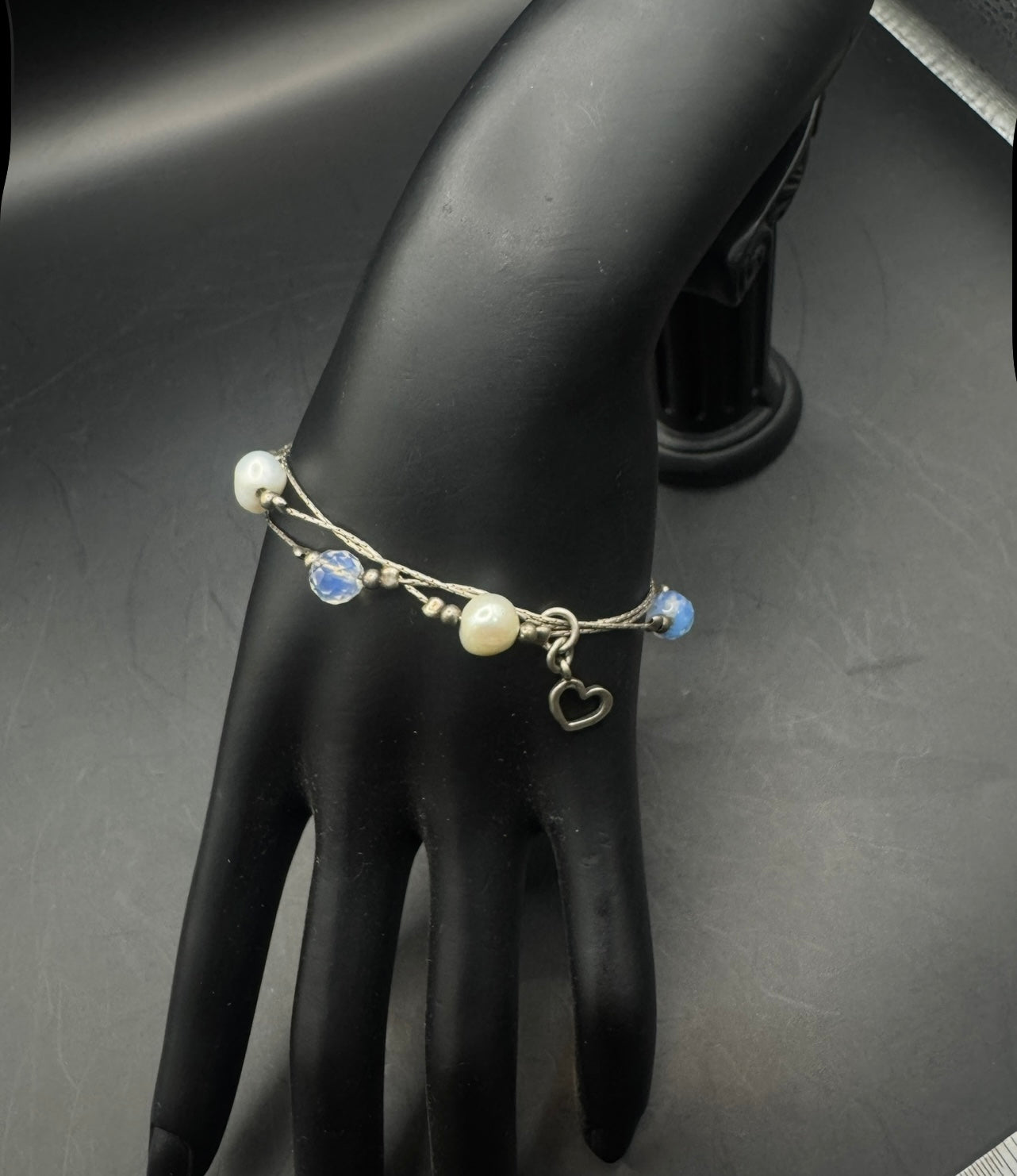 Elegant 925 Silver Bracelet with Pearl & Opalite – 7”