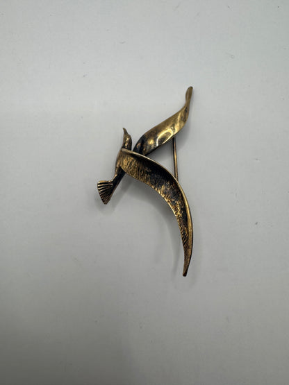 Vintage Gold Plated Sterling Silver Bird Brooch