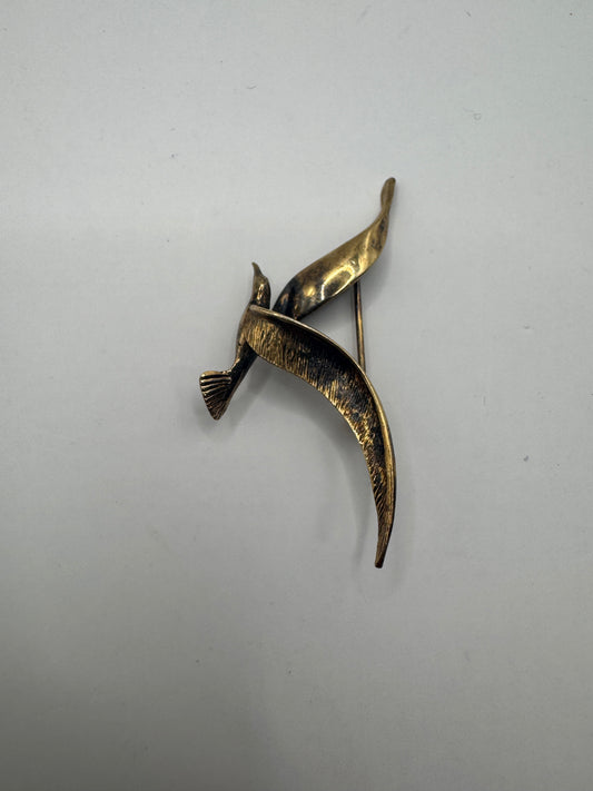Vintage Gold Plated Sterling Silver Bird Brooch