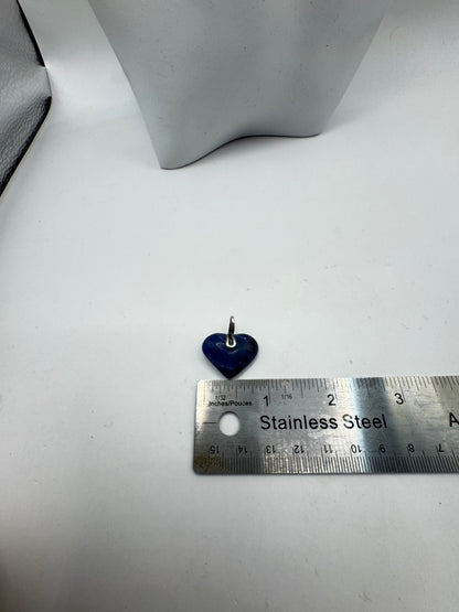 Vintage Sterling Silver Blue Sodalite Heart Pendant – Minimalist Stone Charm