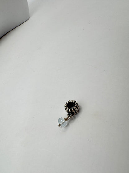 Authentic Pandora ALE 925 Sterling Silver Dangle Charm with Faceted Blue Gem