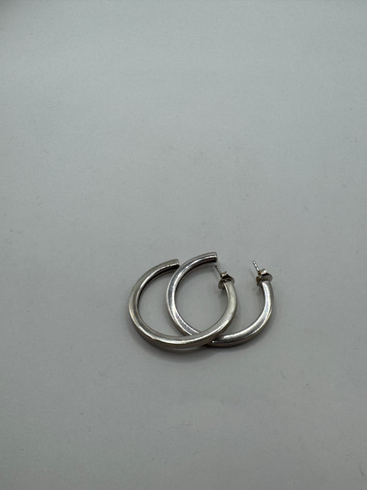 Large Mikimoto Sterling Silver 925 Hoop Earrings – Minimalist Designer Hoops – Excellent Condition