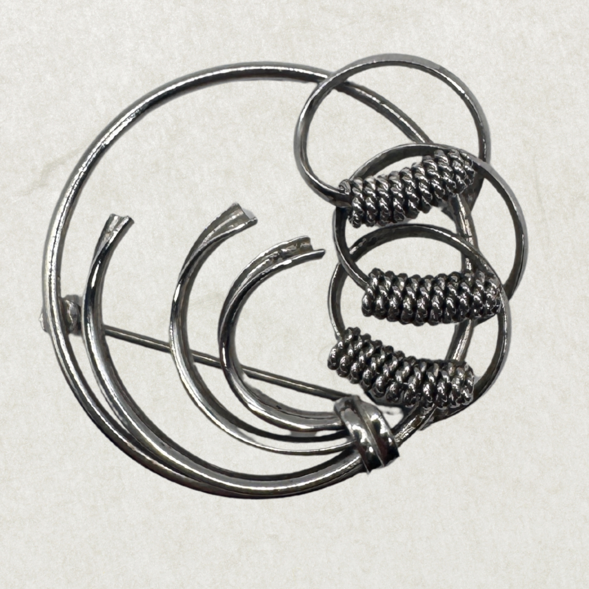 Vintage BOND BOYD Sterling Silver Modernist Circle Brooch