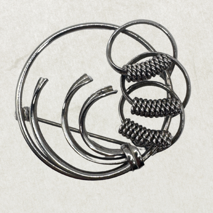 Vintage BOND BOYD Sterling Silver Modernist Circle Brooch