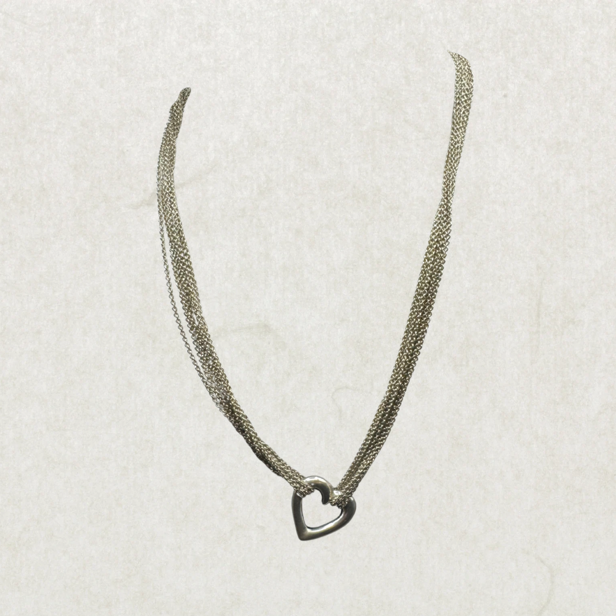 Massive Sterling Silver 925 Multi-Strand Heart Motif Necklace