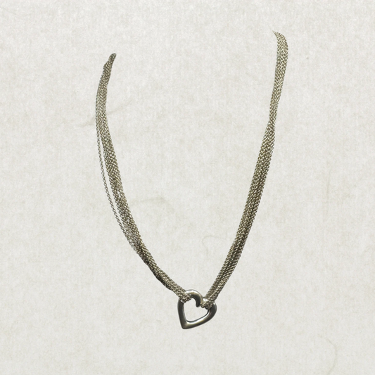 Massive Sterling Silver 925 Multi-Strand Heart Motif Necklace