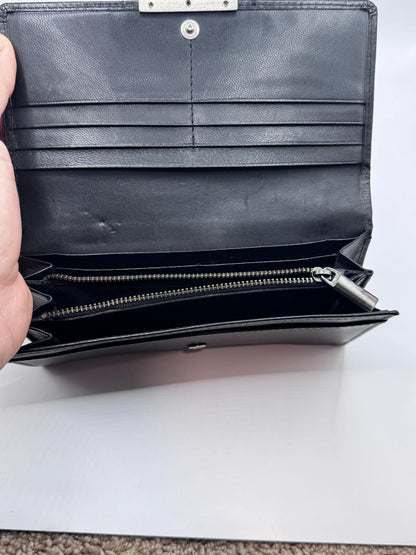 Vintage Calvin Klein Women’s Black Full Grain Leather Wallet, 7.5” x 4” – Good Condition
