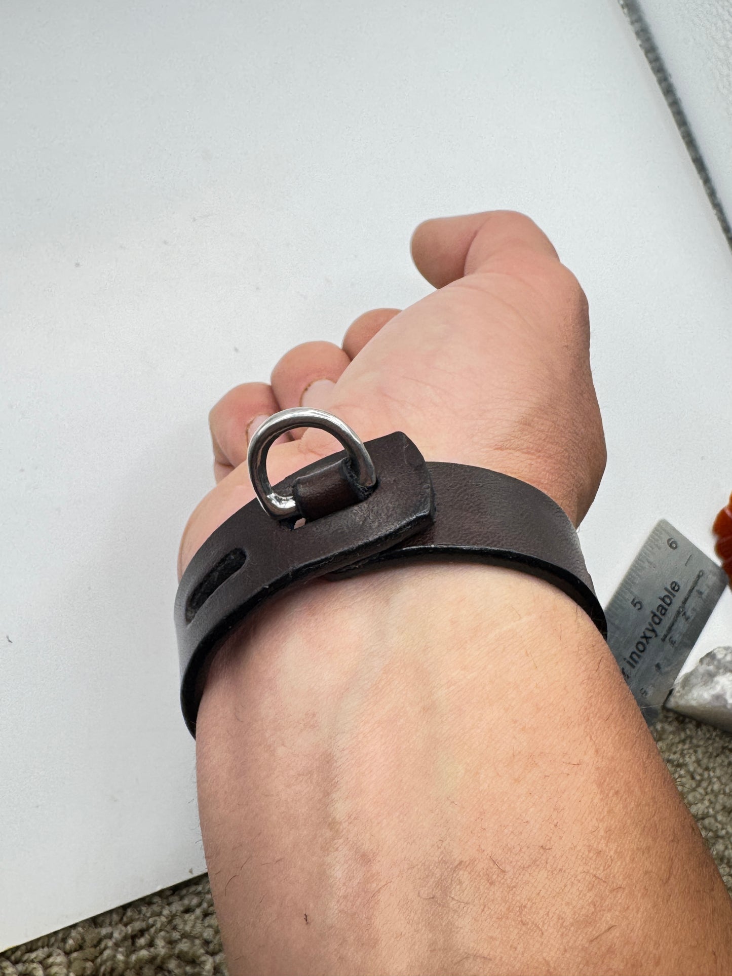 Vintage HUGO BOSS Genuine Leather Bracelet – Black Men’s Designer Wristband 8.5”