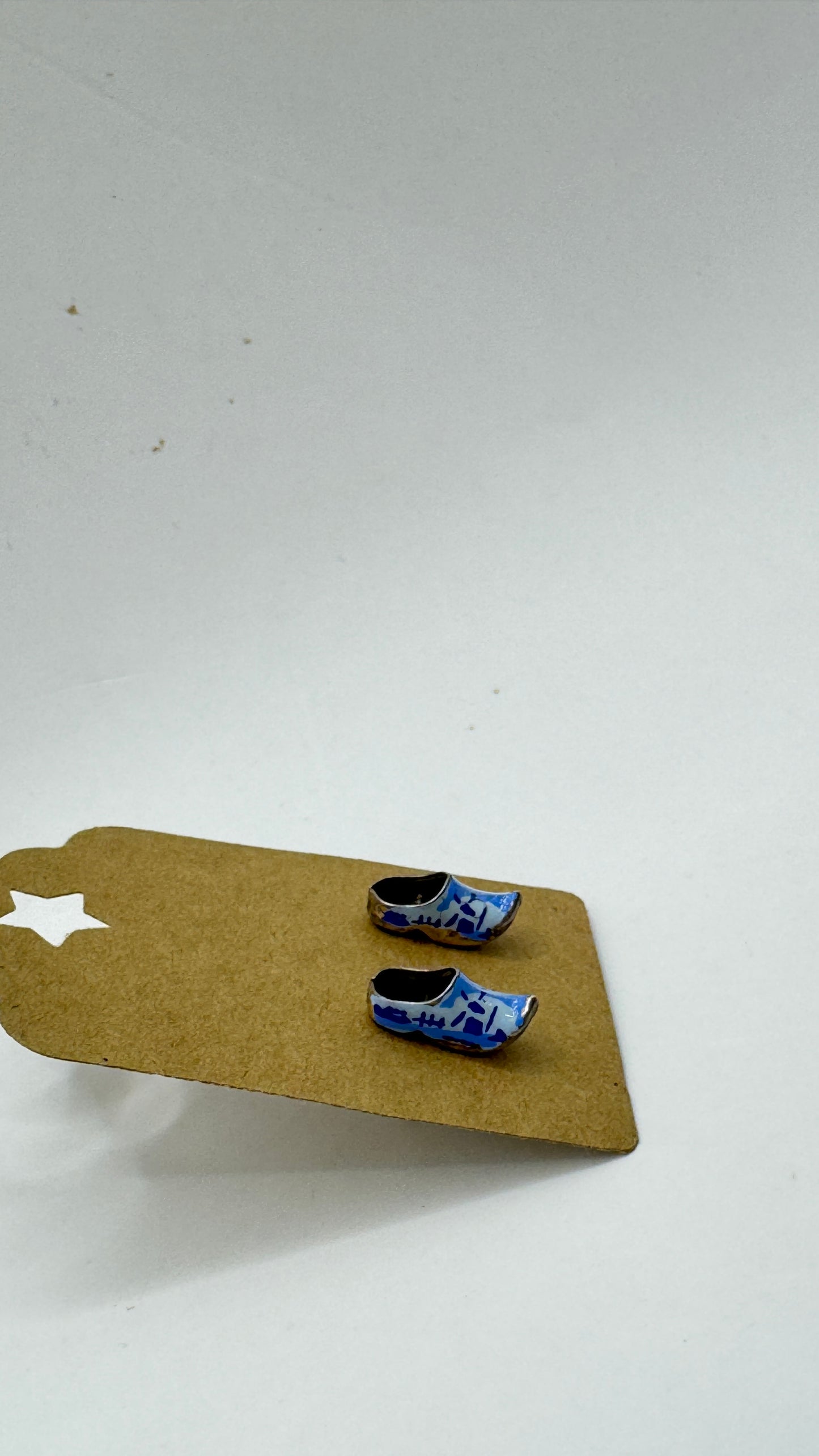 Vintage 835 Silver Dutch Clog Earrings – Blue Enamel Holland Shoe Studs