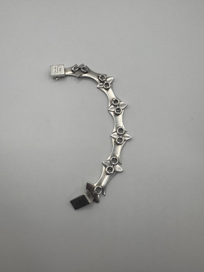Vintage Taxco Modernist Sterling Silver Bracelet – Signed TF-15, Mexico 925, 1970s, 50.5g