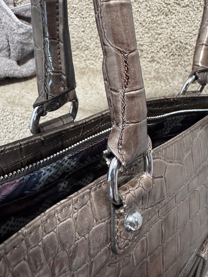 Vintage Guess Croc-Embossed Handbag, 13” x 14” x 5” – Great Condition