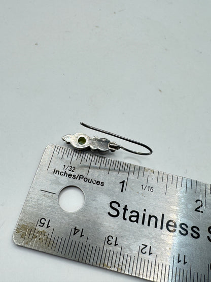 Vintage Sterling Silver Peridot & Pearl Drop Earrings – Artisan Gemstone Dangles