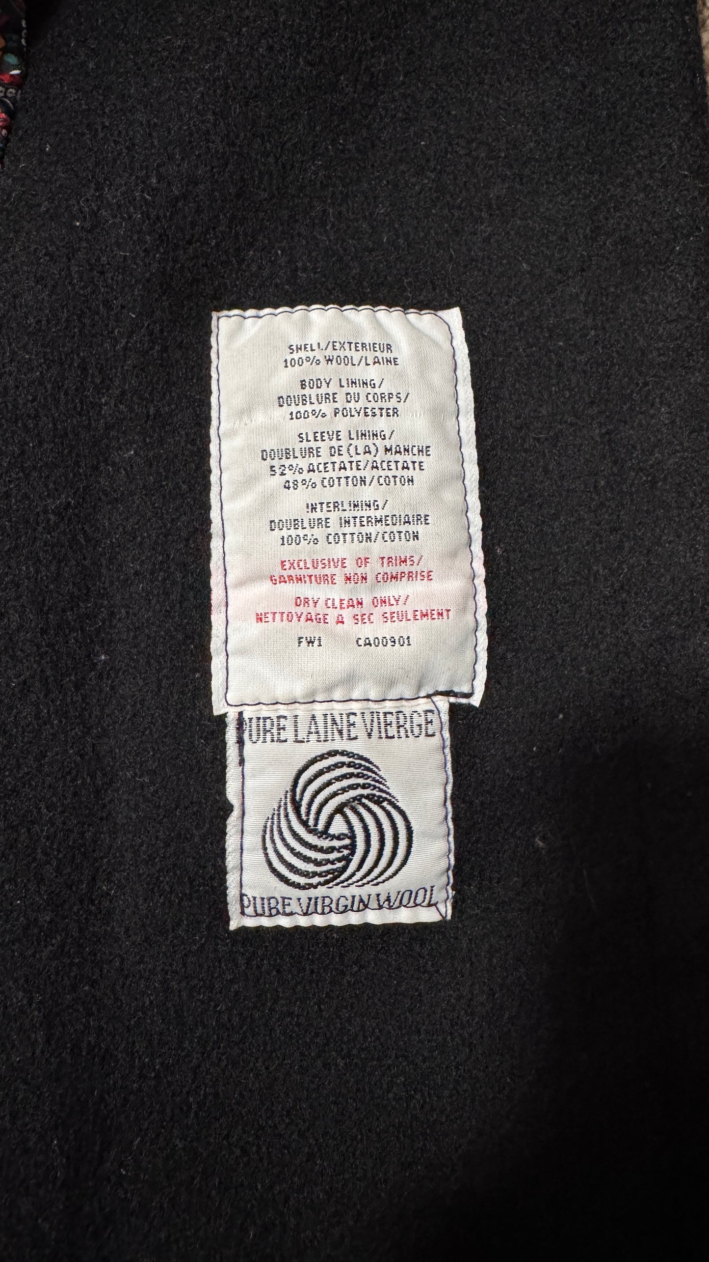 Vintage London Fog Wool Coat – Size 4 Petite, Black, Paisley Lined, Double-Breasted