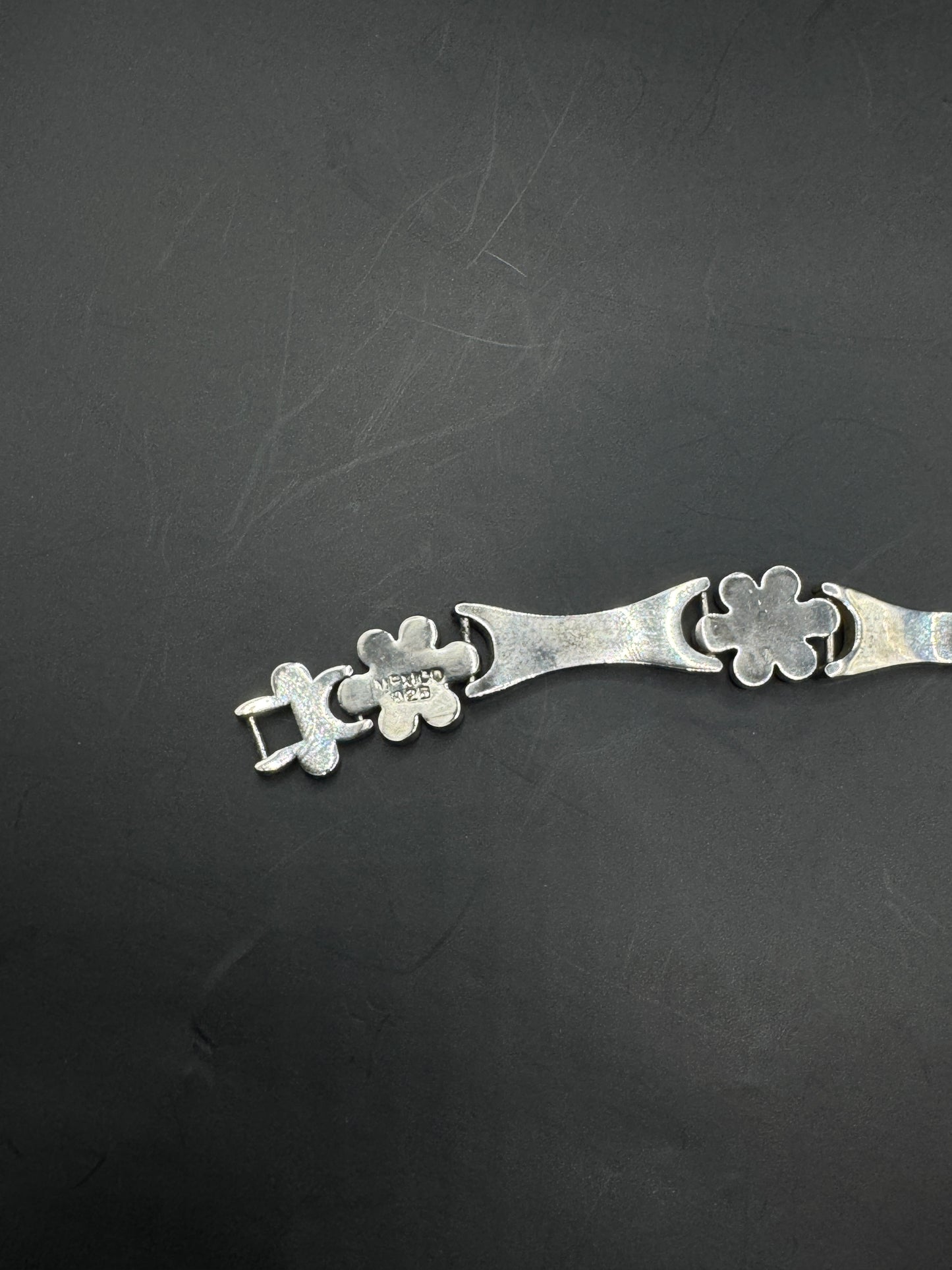 Vintage Mexican Sterling Silver 925 Bracelet – Floral Link Design, Taxco Style, Mid-Century