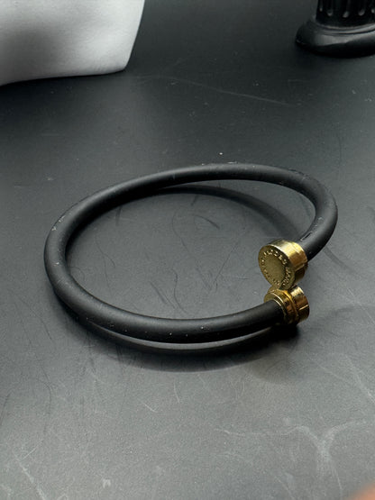 Marc by Marc Jacobs Minimalist Rubber Bracelet – Black & Gold Tone Designer Cuff, Modern Unisex