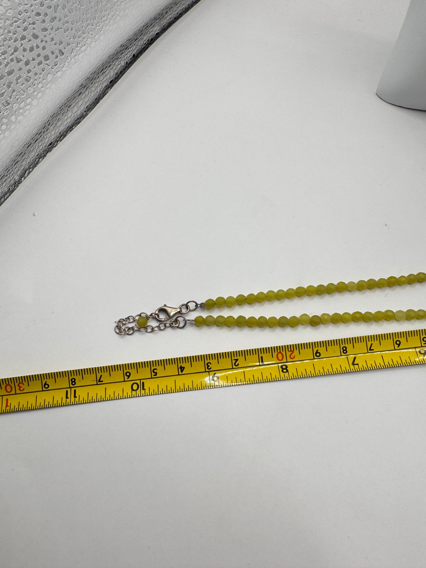 Vintage Handmade Green Jade Gemstone Necklace – Wire-Wrapped Teardrop Pendant, 925 Clasp