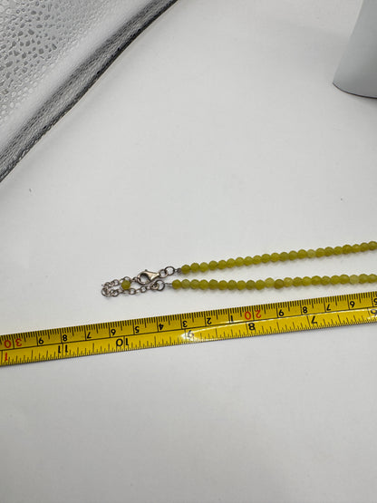 Vintage Handmade Green Jade Gemstone Necklace – Wire-Wrapped Teardrop Pendant, 925 Clasp