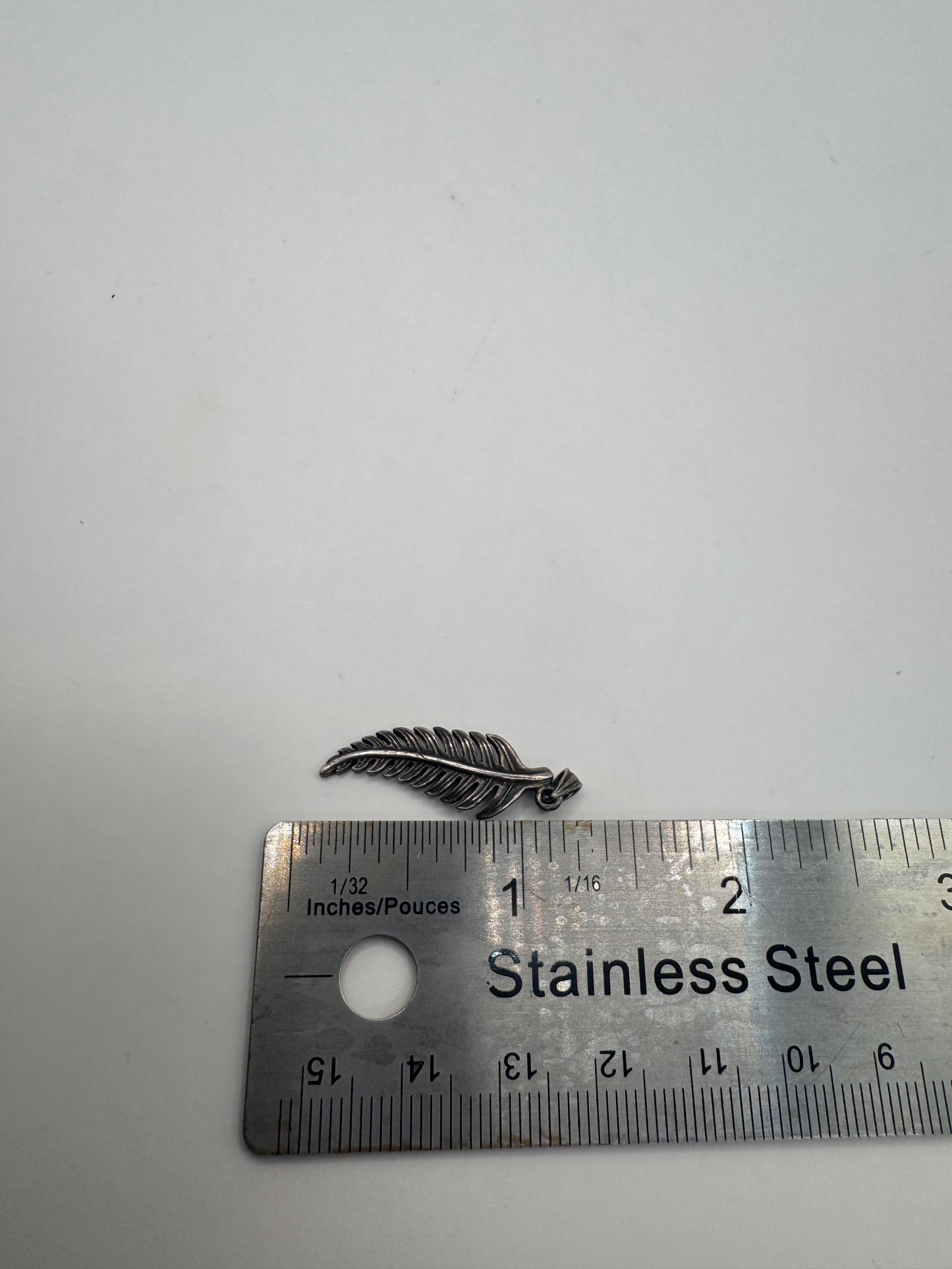 Vintage Sterling Silver 925 Feather Pendant